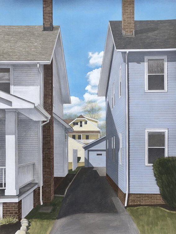 Thomas R. Roese, CleSeries: Spring Driveway, Graphite acrylic colored pencil, 36 x 28”